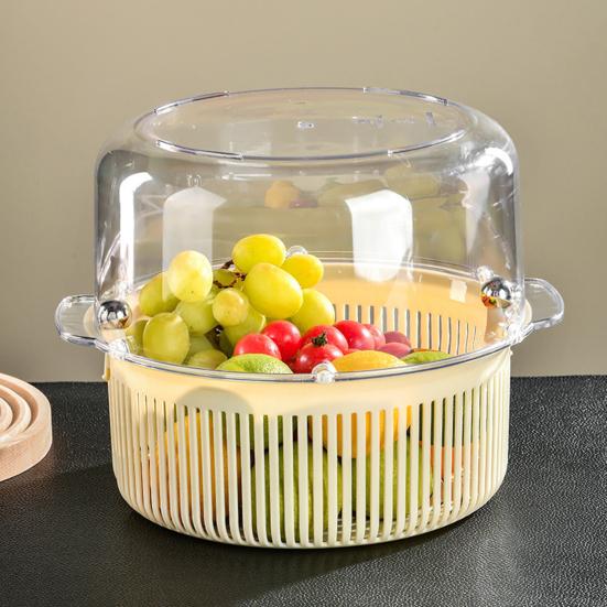Yousheng Vegetable Fruit Washer Multi-Functional Drain Basket Fruit Tray Versatile Rotating Food Prep Tool Kitchen Accessory