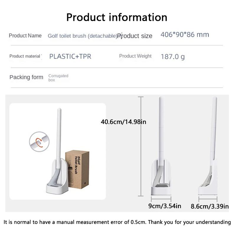 Toilet Brush with Base, Wall-Mounted Bathroom Quick Drain Cleaning Tool, All-purpose Cleaning Brush, Soft Rubber Brush Head