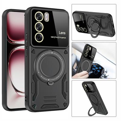 Luxus-Rüstung, stoßfester Magnetring für Magsafe-Hülle für OPPO Reno 12 Pro Reno12 mit Halter-Ständerabdeckung für Reno12Pro