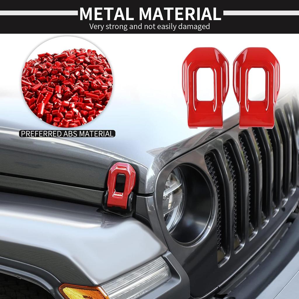 Voodonala For Jeep JL ABS Hood Latches Engine Buckle Bonnet Fastener Engine Cover Decor Trim Protction Cover For 2018-2025+ Jeep Wrangler JL JLU