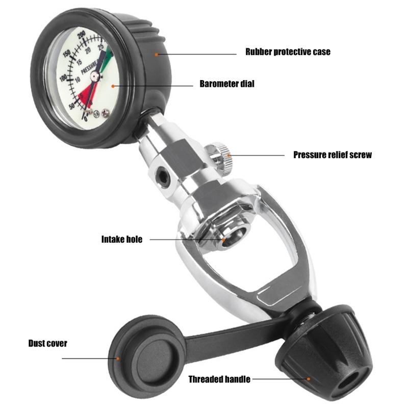 Scubas Diving Cylinder Pressure Gauge High Precisions Luminously Pressure Dials Submersible Diving Pressure Gauge Enduring