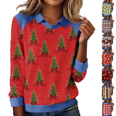 Women's Fashion Christmas Printed Long-Sleeve Pullover Top