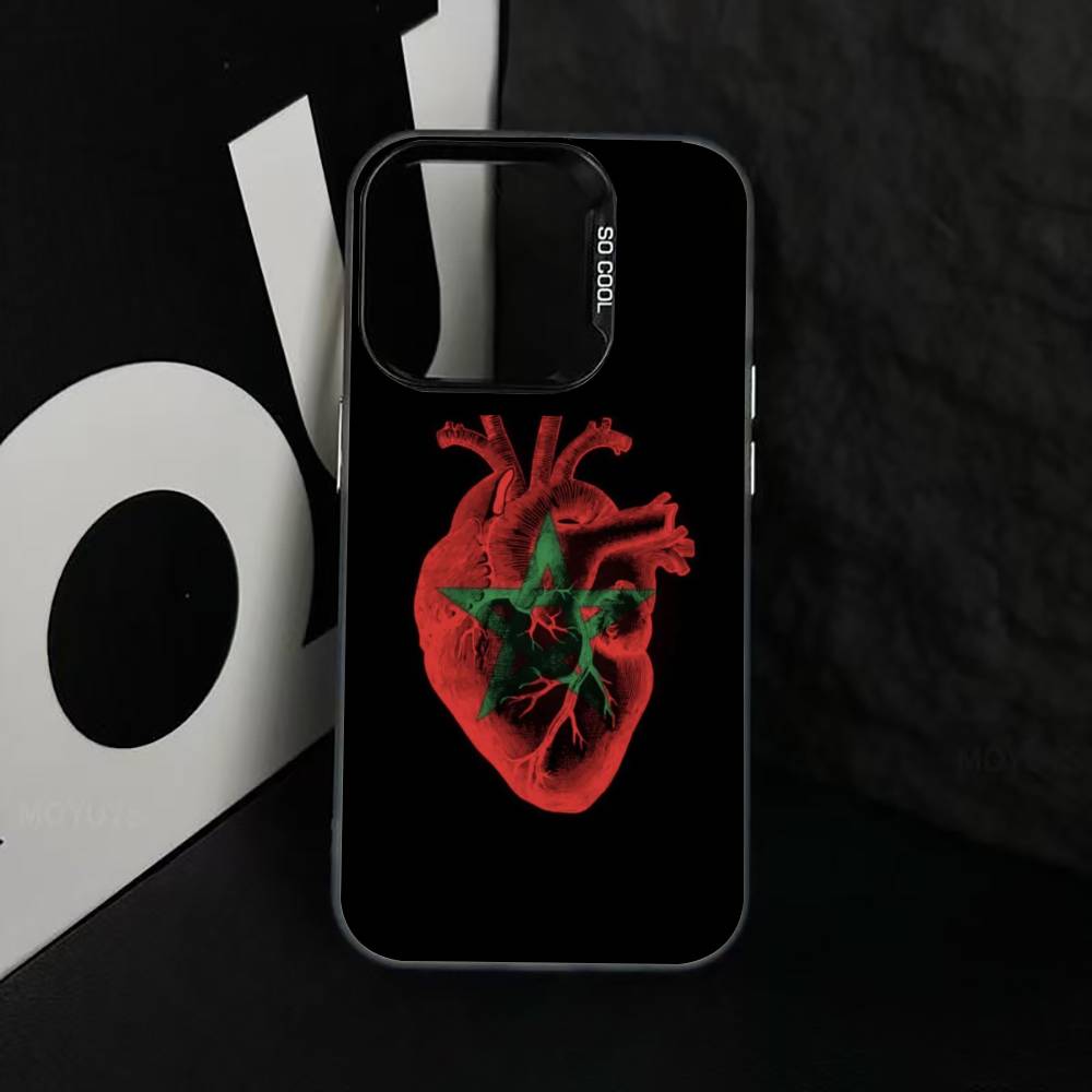 M-Morocco F-Flag Phone Case For iPhone 17,16,15,14,13,12,11 Plus,Pro Max,XS,Colorful Silver Black Cover