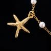 Bohemian Imitation Pearl Conch Starfish Pendant Anklet for Women Simple Handmade Bracelet On the Leg Barefoot Beach Jewelry Gift