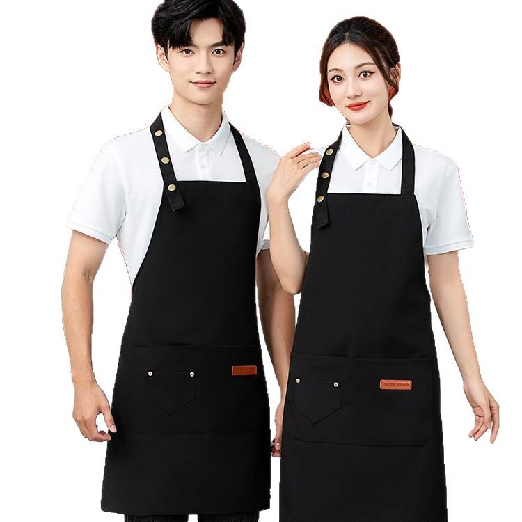 Waterproof Women's Canvas Apron with Logo for Milk Tea, Coffee Shops, and Baking Kitchens