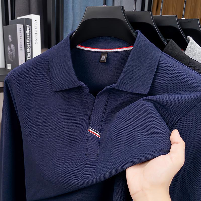 Men s Embroidered Business Casual Long Sleeve Polo Shirt 3XL