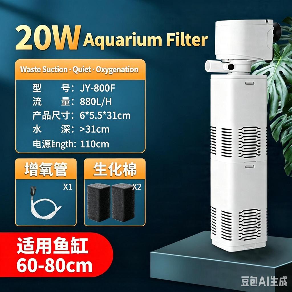 Aquarium Filter with Powerful Filtration, Oxygenation, and Wave Making