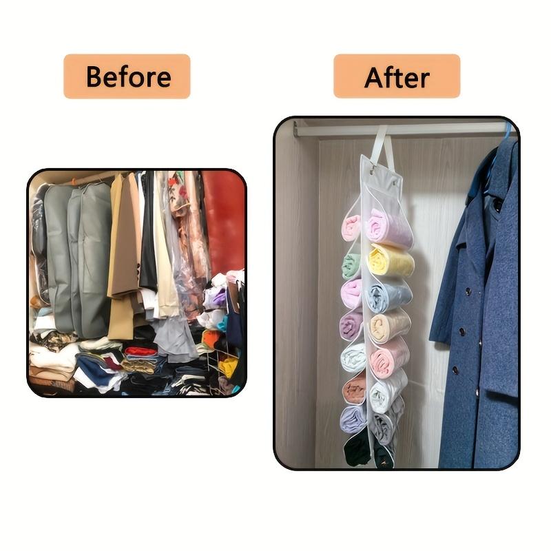 Pant Hanger Organizer - Foldable, Portable Clothes Rack with Zippered Compartments for Tights, Shirts, Jeans Space-Saving Design