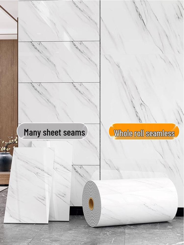 Waterproof Self-Adhesive Marble Tile Wallpaper for Living Room Walls