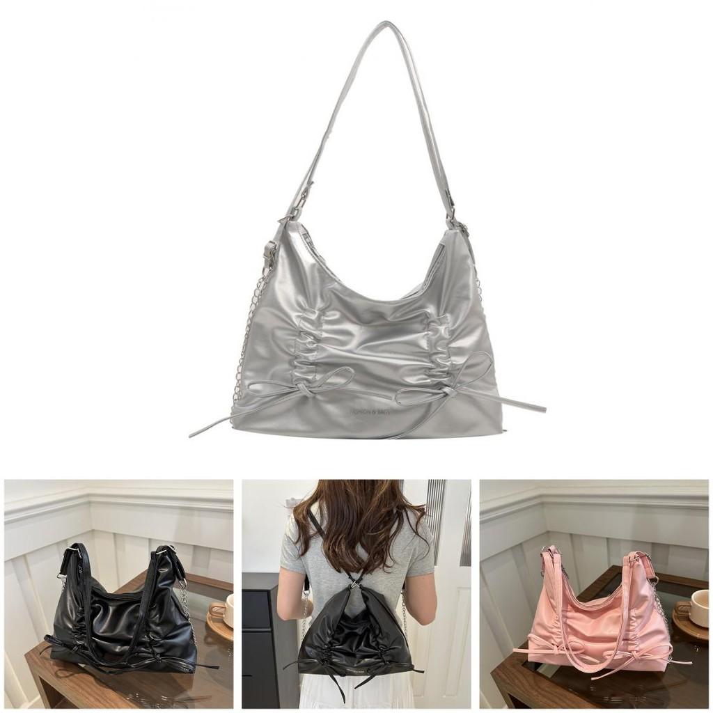 Stylish Folded Bow Large Capacity Backpack For Women In Fashionable Colors For College