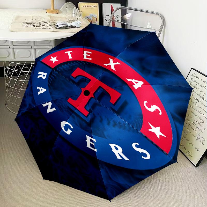 Baseball Rangers Map Umbrella Folding Umbrella, Automatic Umbrella 8-Frame for Travel, Camping Use Gift for Halloween Christmas