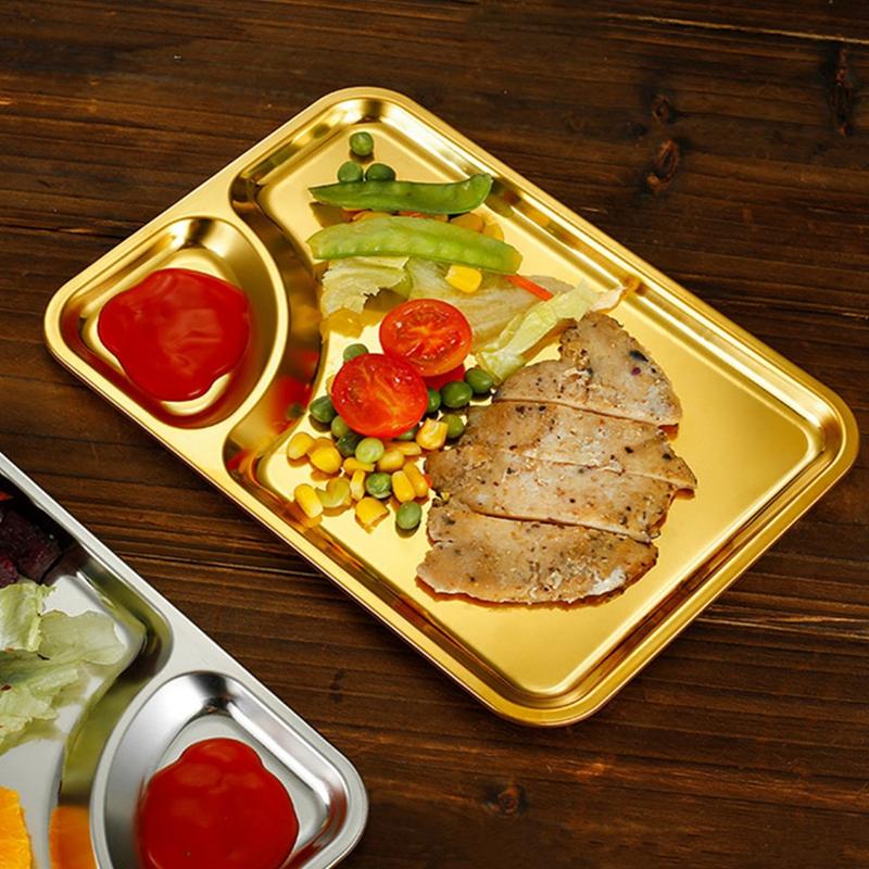 Fruit Dumplings Snack Vinegar Dish Food Tableware Container Korean Gold Dinnerware Rectangle Stainless Steel Sauce Dipping Tray