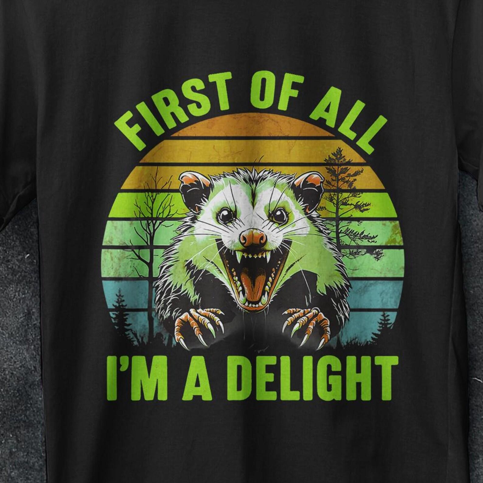 First of All I m a Delight, Trendy Shirt, Funny Raccoon shirt, Sarcastic Shirt, Sarcasm Shirt, crazy t shirt, Funny t shirt, Raccoon t shirt 2XL