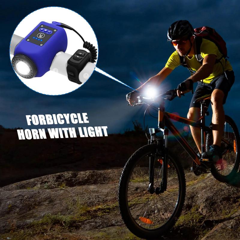 Electric Bike Horn Bike Light Bike Alarm Waterproof With 4 Modes Headlight Taillight Set USB Rechargeable 180-degree Viewing