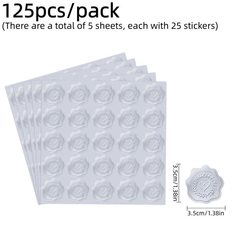 125pcs Embossed Seal Stickers Gold Silver Heart Envelope Self-Adhesive Stickers for Wedding Invitation Gift Packaging Bag Box