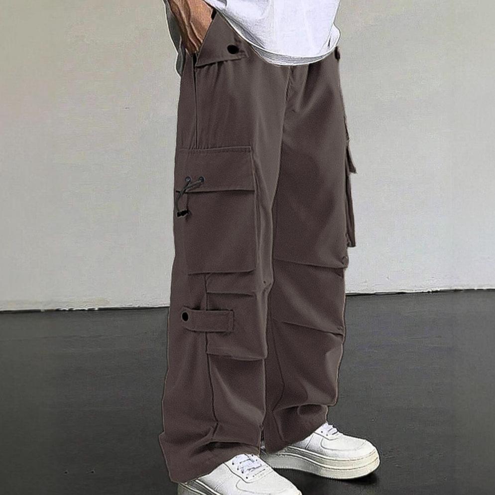 

Мужские осенние свободные прямые быстросохнущие повседневные брюки с широкими штанинами XXXL темно-коричневого