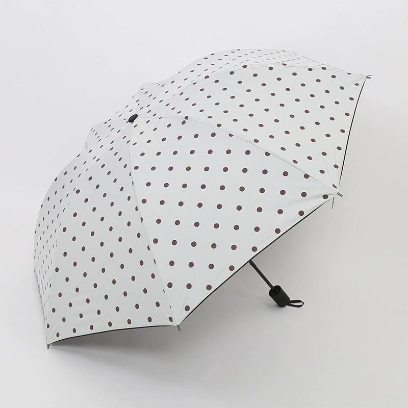 Gepunkteter Retro Automatischer Faltbarer UV-Schutzschirm für Sonne und Regen