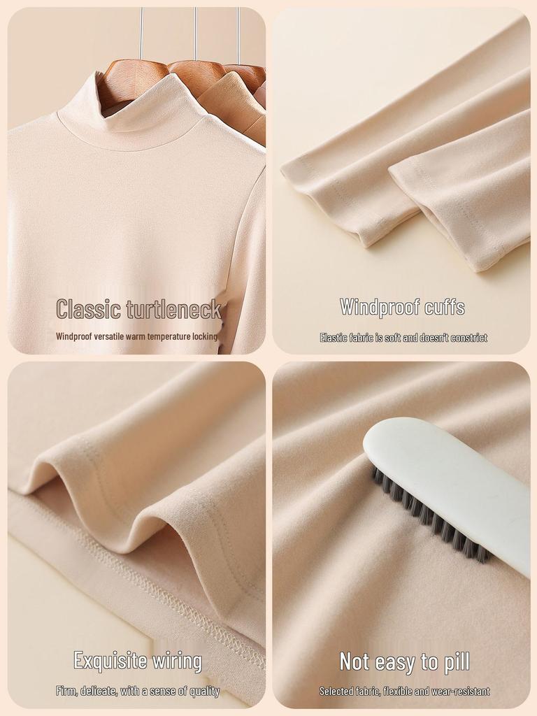 Women's 2025 Warm High-Neck Base Layer Top, Thickened Silk with Lambswool Lining