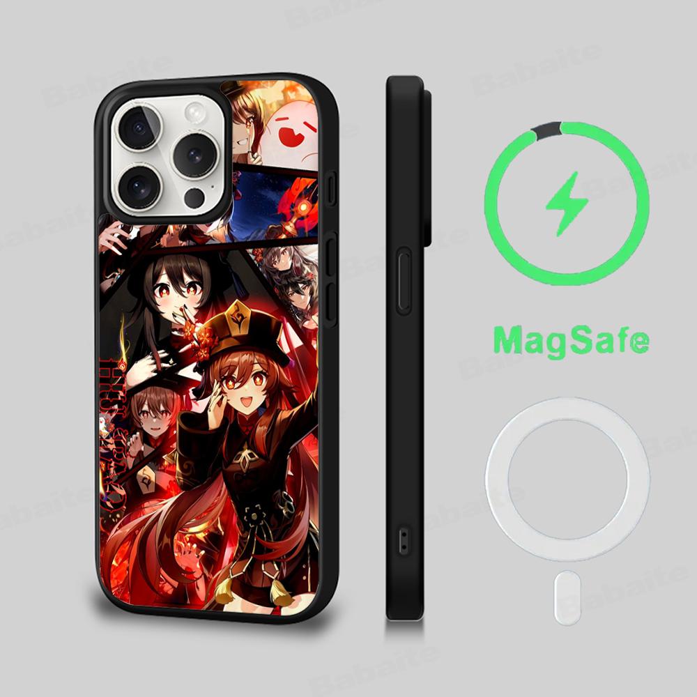 Genshin Impact Hu Tao Phone Case Magnetic Case For iPhone 18 16 14 13 12 11 15 Pro Max Plus For Magsafe Wireless Charge Cover