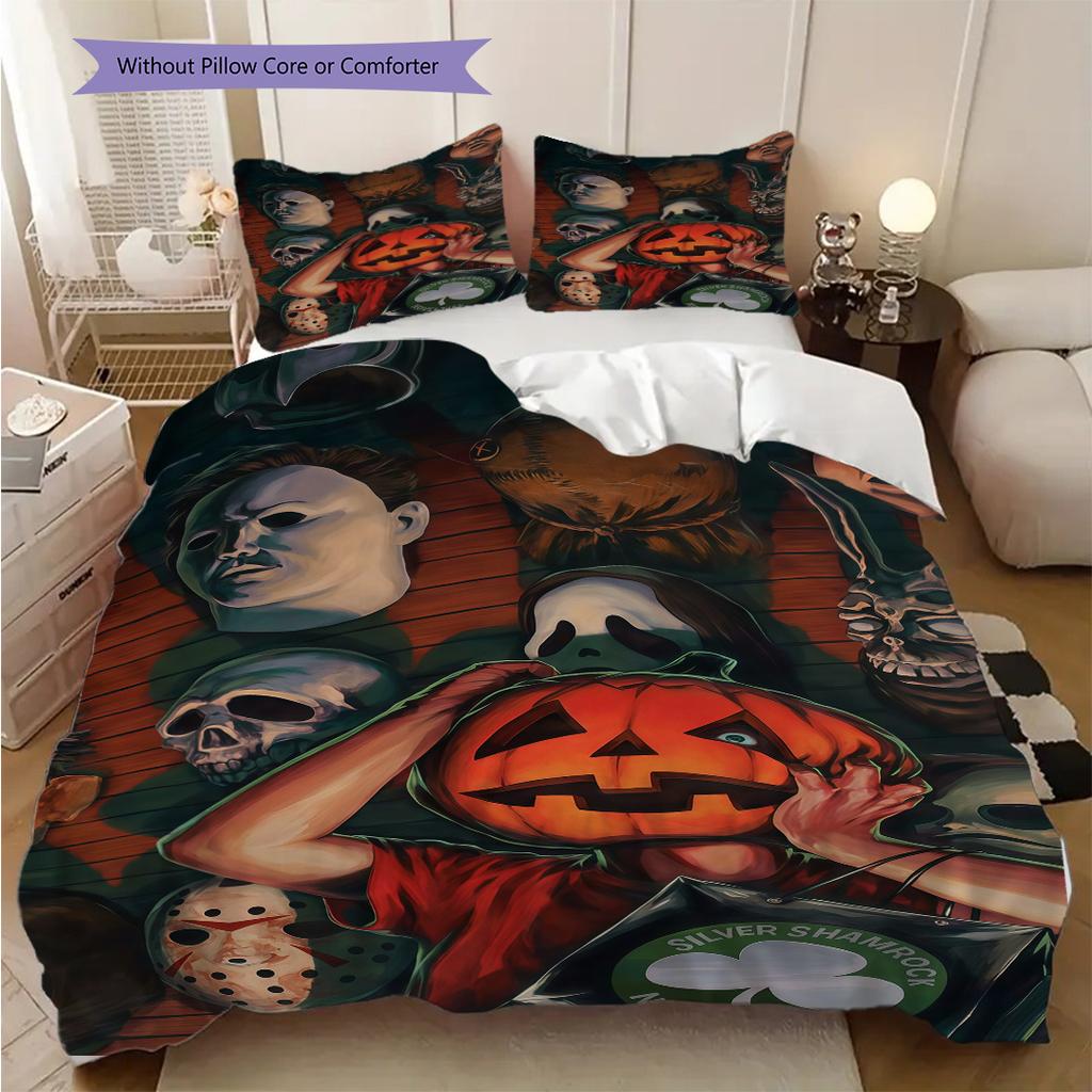 Horror Movie Posters Set Bedding 1 Duvet Cover 2 Pillowcase Without Core Christmas Birthday Gift Bedding Set Soft And Comfortable
