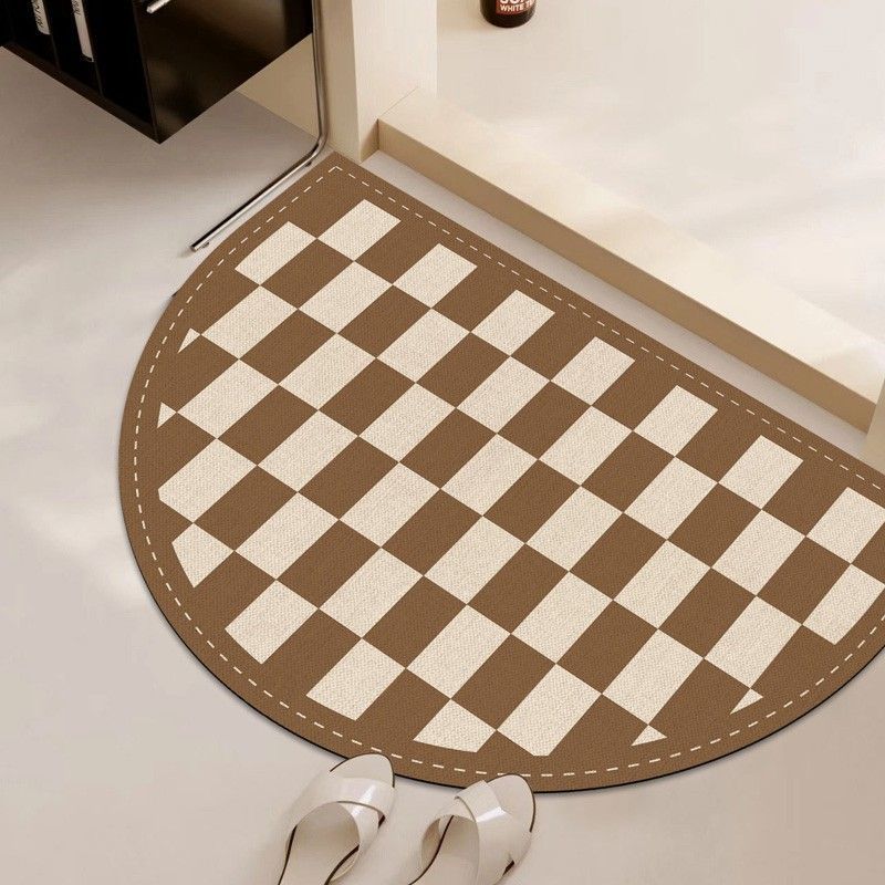 Half circular diatomaceous earth floor mat, bathroom water absorption, anti slip, quick drying, shower, and fall prevention
