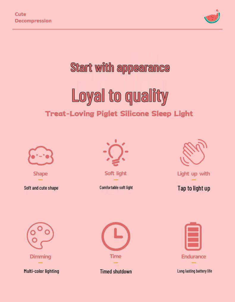 Cross-Border Little Pig Silicone Sleep Lamp: Soft, Eye-Friendly Bedside Night Light