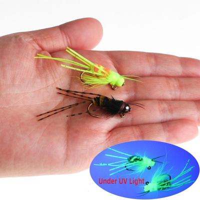 3 PEZZI/6 PEZZI Testa di Ottone Girdle Bug Jig Fly Stonefly Chenille Gambe di Gomma Jig Stonefly Nymph Amo da Pesca con Amo Mosche Artificiali per Pesca alla Trota