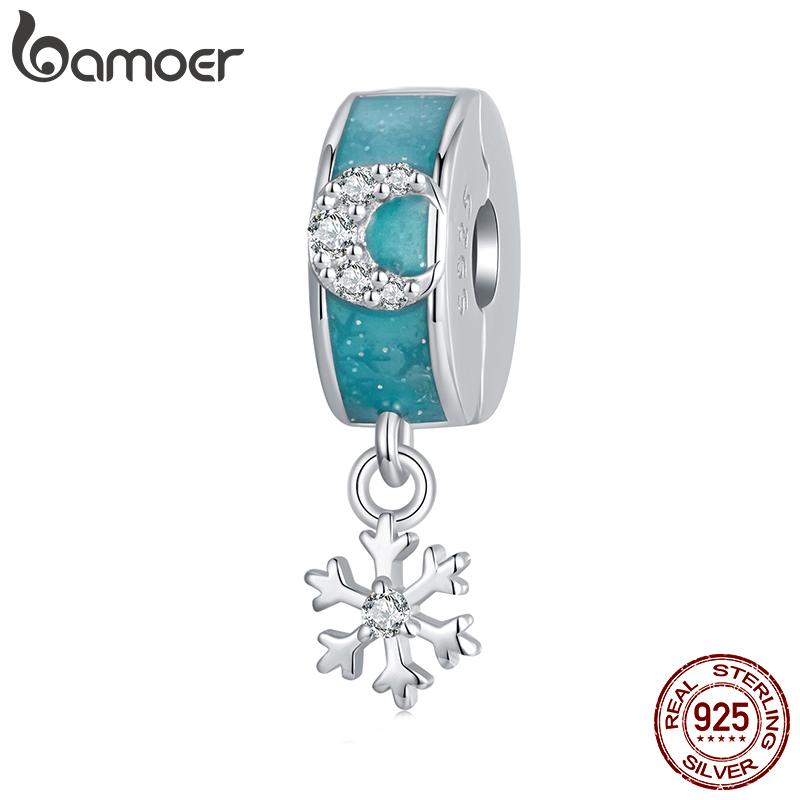 

BAMOER Solid 925 Sterling Silver Snowflake Series Charm Bead fit Original Bracelet bamoer Charm DIY Jewelry Accessories 2.0*0.6cm серебряный