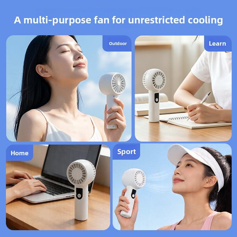 New Portable Outdoor Dormitory Desktop Digital Display Turbo USB Charging Port Handheld Mini Fan Small Fan