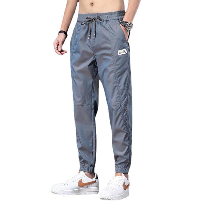 Men's Quick-Dry Ice Silk Cargo Pants - Lightweight, Loose-Fit, Cuffed for Summer