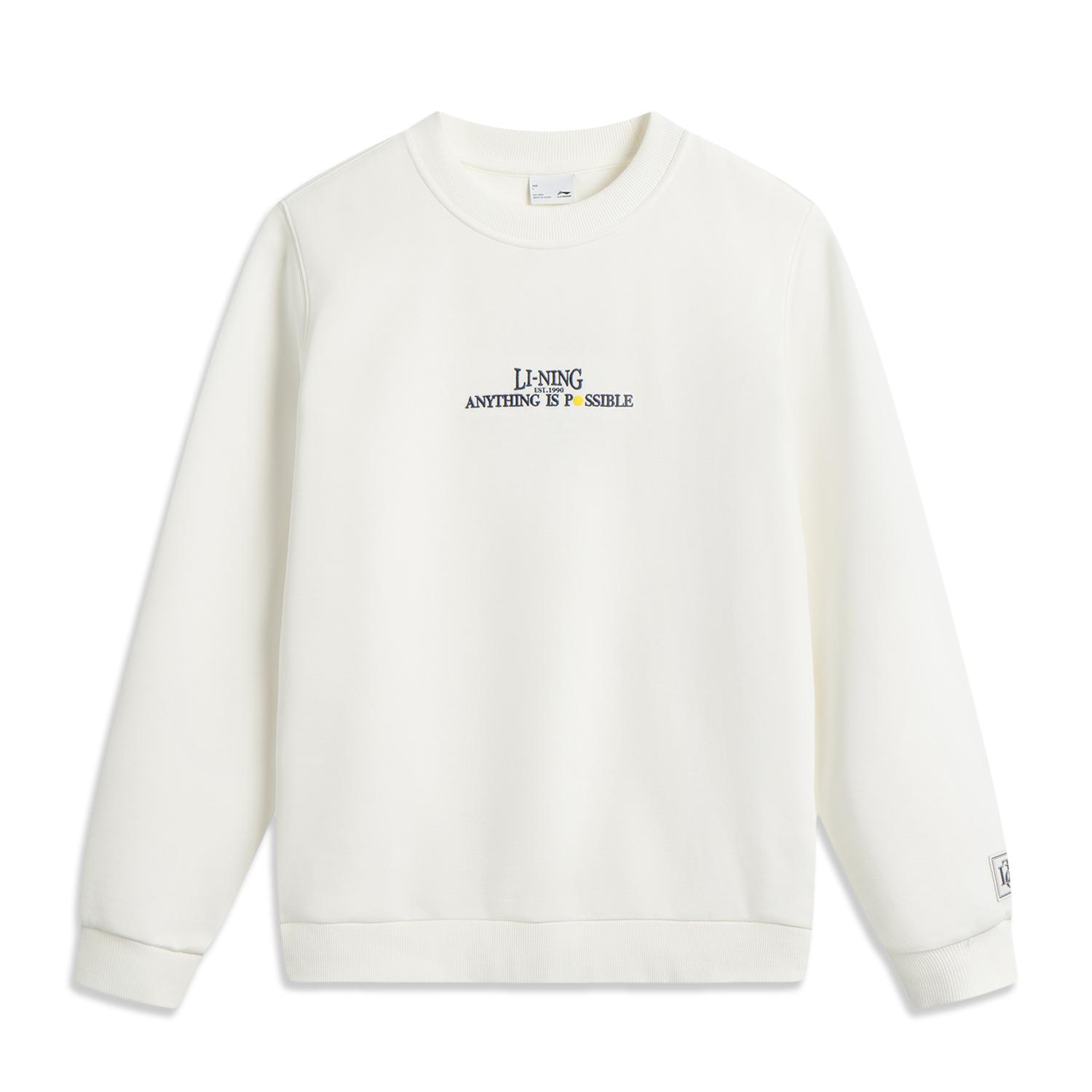 

Li Ning Серия спортивного образа жизни Буквенный круглый вырез Дышащий Универсальный Повседневный Спортивный Свитшот Мужской свитшот Молочно-белый AWDV567-5