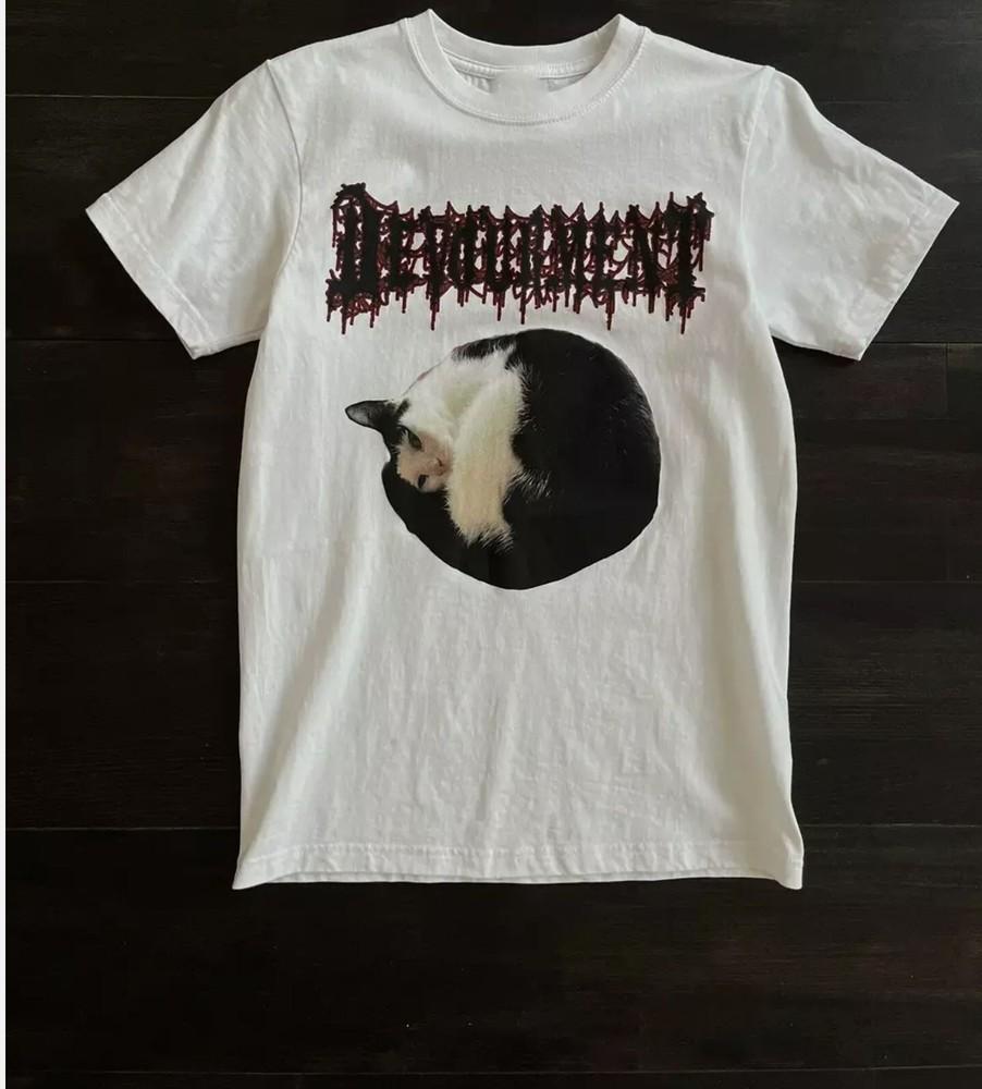 

Devourment band Cat Short Sleeve Cotton White All Size Shirt XL