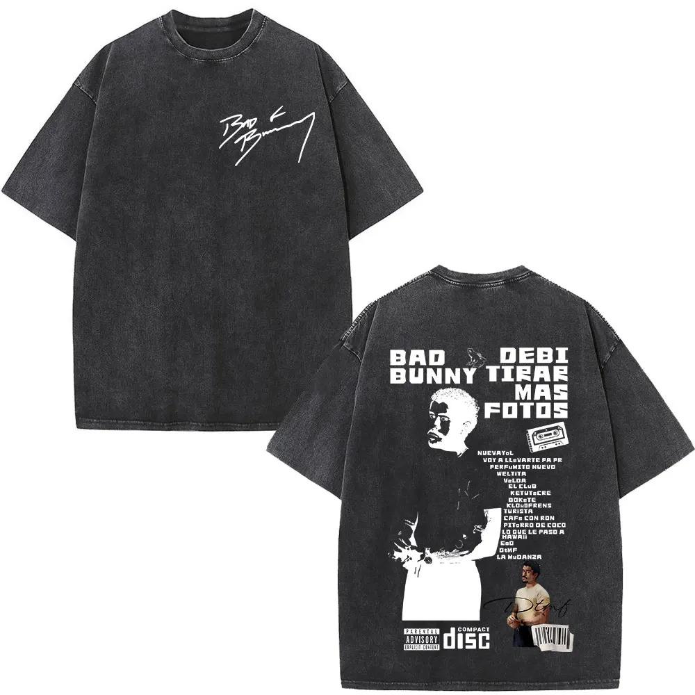 Bad Bunny "DeBí TiRAR Más FOTOS" 7:e Studioalbum Vintage Tvättad Överdimensionerad Svart T-shirt | Puerto Ricansk Latin Musik Fan Unisex Streetwear T-shirt