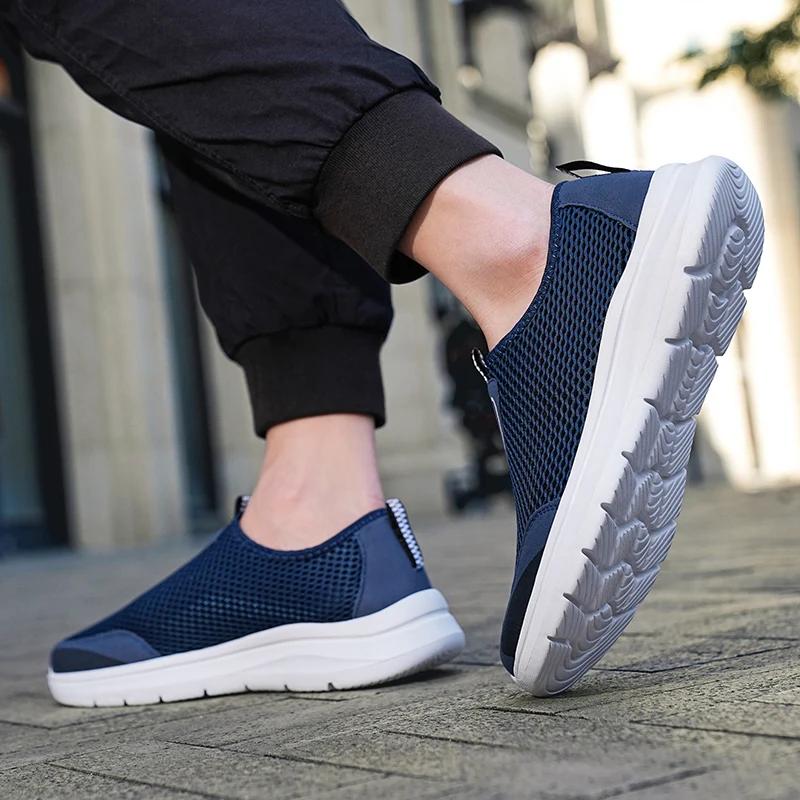 BKQU Sommar Herrskor Andningsbara Meshskor Lätta Vandring Promenad Casual Skor Slip-On Körning Herr Loafers