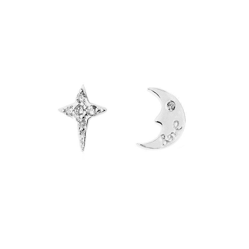 

Diamond-Encrusted Letter Earrings, Female Korean Style Commuting To Send Girlfriend Temperament Versatile Literary Star And Moon Earrings