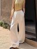 Women's Summer White Loose Cotton-Linen Wide-Leg Pants