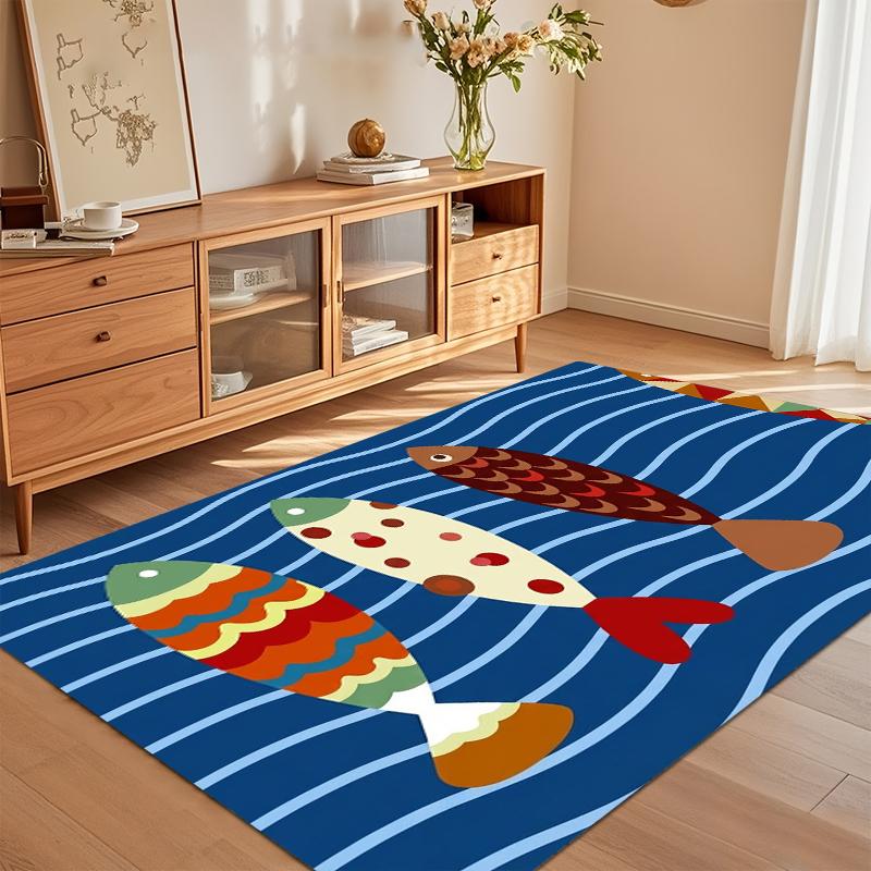 

1 Piece of Small Fish Decoration Living Room Carpet Cute Small Fish Element Sofa Cushion Door Mat Bedroom Rugs Outdoor Carpet 40cm x 60cm