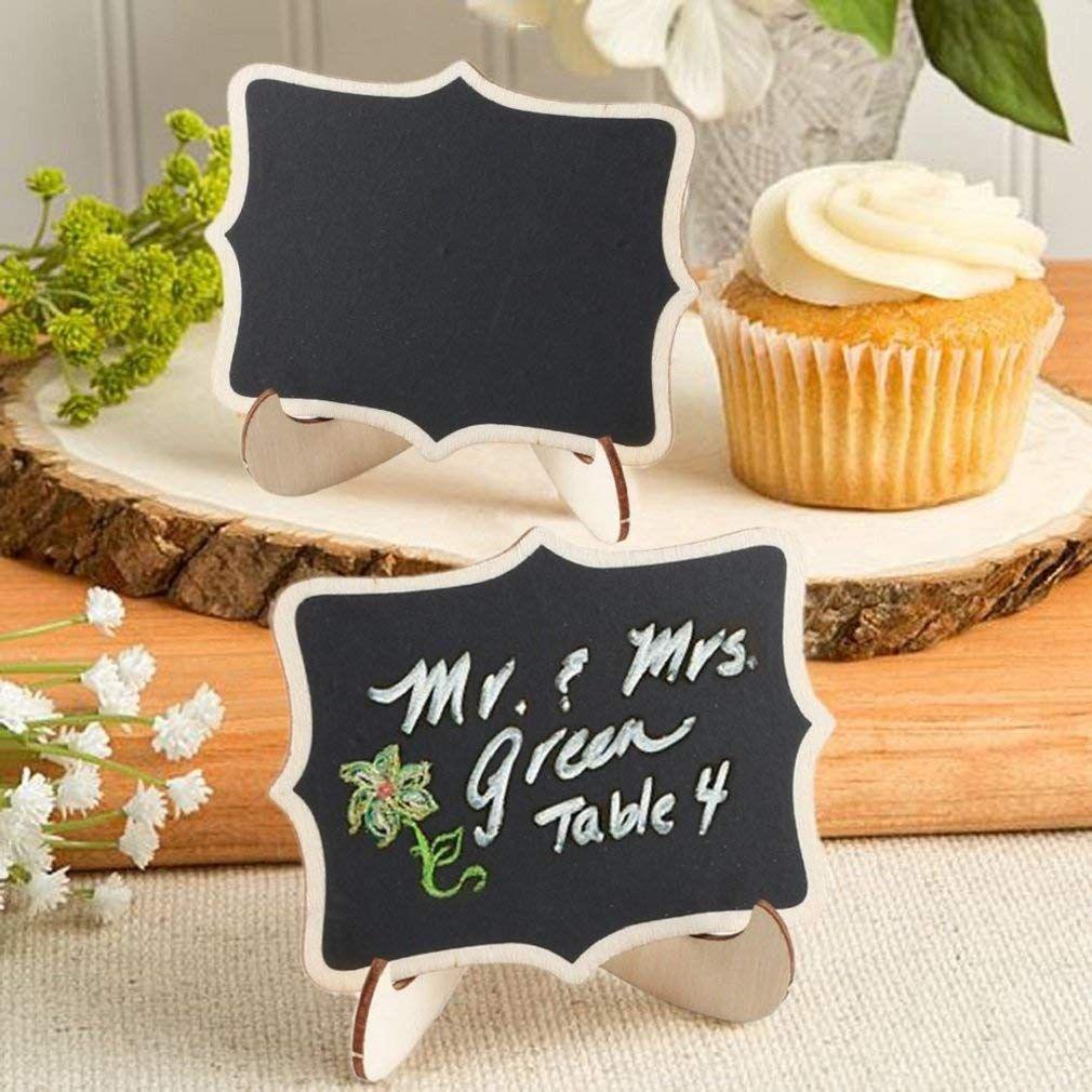 10pcs Mini Rectangular Blackboard Wooden Message Sign Board Wedding Cake Decor