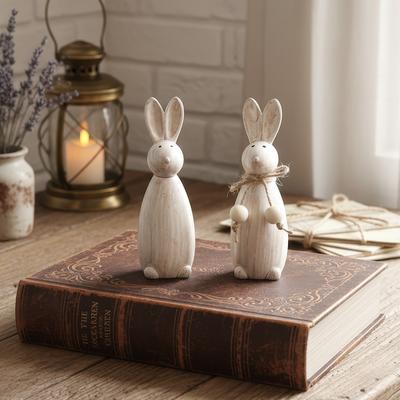 Simple Wooden Craftsmanship Rabbit Animal Desktop Decoration for Home, Living Room, Bedroom, Living Room, Children's Room.