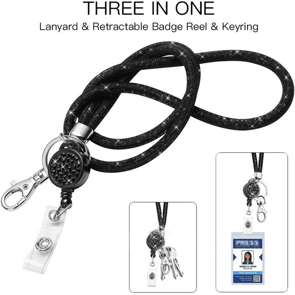 Badges Holder Retractable Lanyard Id Lanyard Name Tag Card Badge Holder Reels Chain Clips Hanging Rope Keychain Necklace Strap