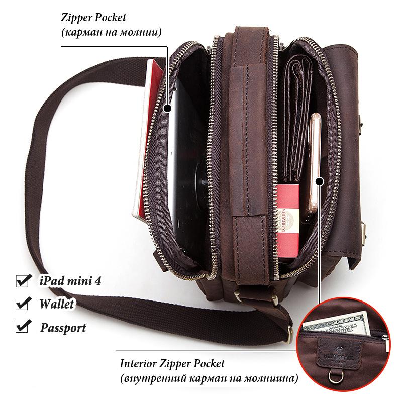 Humerpaul Echtes Leder Herren Messenger Bag Große Kapazität Handtasche