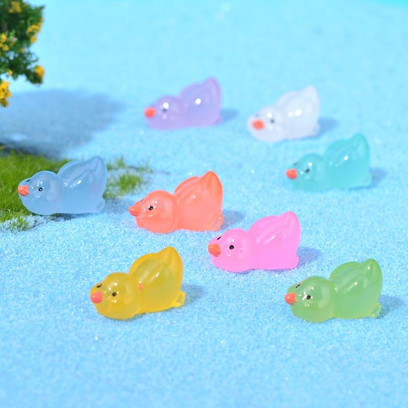 30Pcs Micro Landscape Ornaments Luminous Ducks, Cartoon 3D Ducks Miniature Decorative Accessories Resin Handicrafts Ornaments