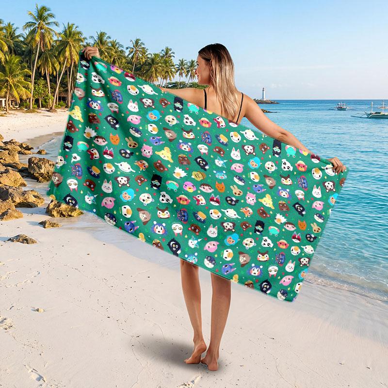 Large Beach TowelAnimal Crossing Soft Absorbent Towel Beach Bath Home Use