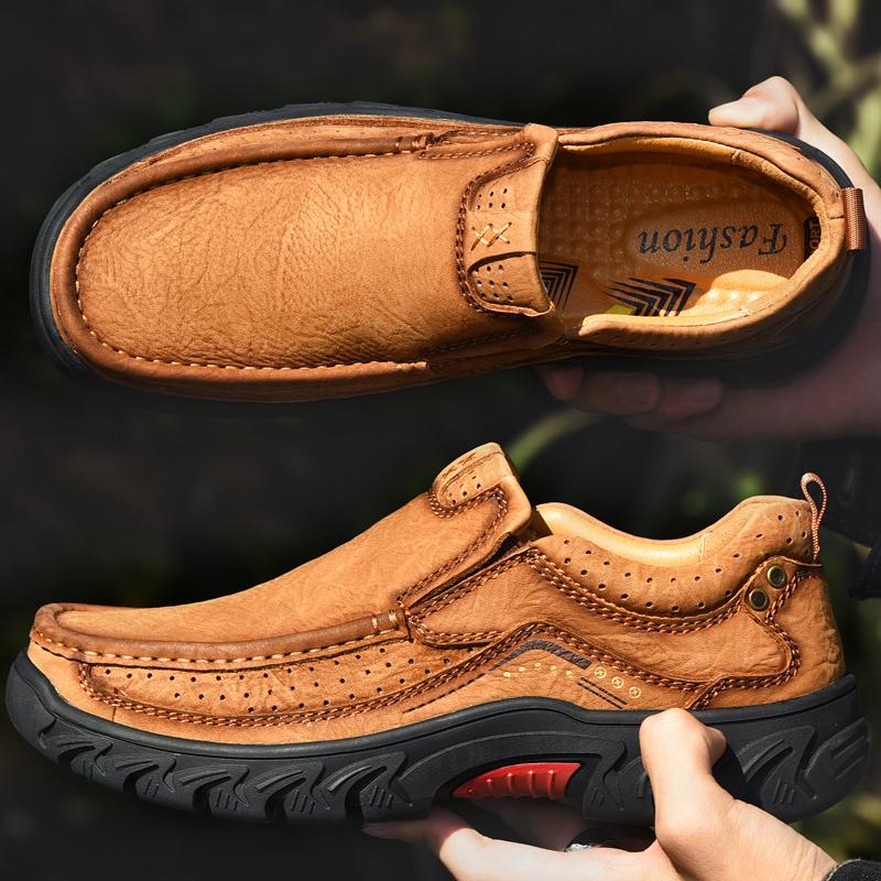2026 New High Quality Men's Shoes Genuine Leather Casual Shoes Waterproof Work Shoes Cow Leather Loafers outdoor hiking shoes