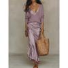 Europe, America, Fashion, Women's Top + Satin Dress Temperament Commuter 2-piece Set