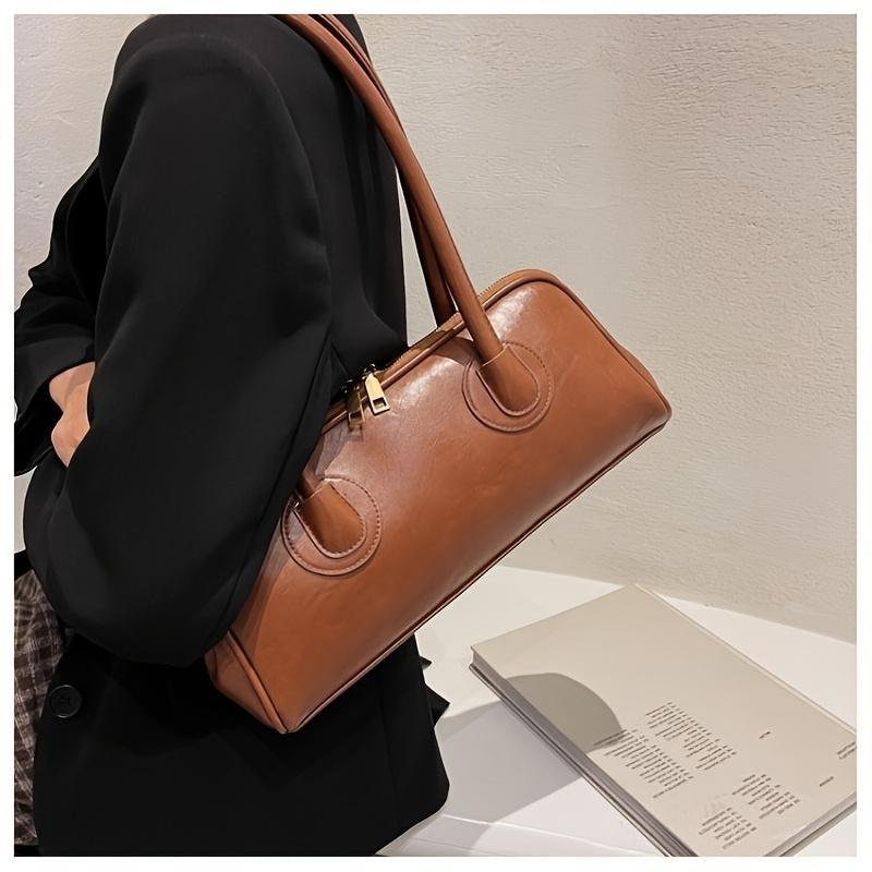 Vintage Solide Schultertasche Retro Niedrige Armhandtasche Handtasche Und Damenmode Baguette-Handtasche