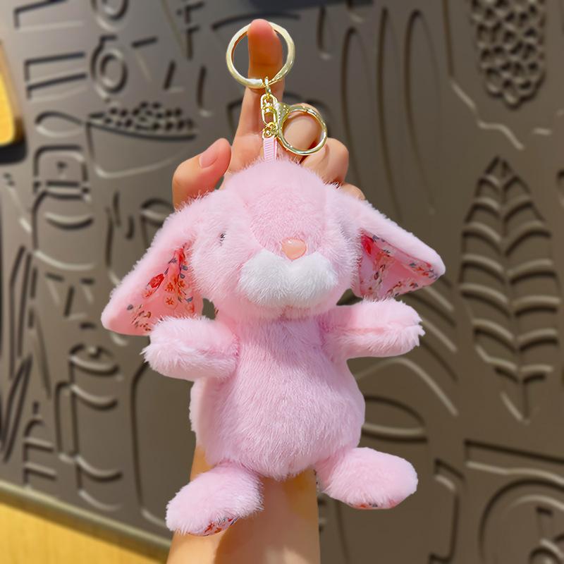 Long-eared Floral Rabbit Plush Toys, Cartoon Cute Little Rabbit Figurines, Small Pendants, Backpack Decorations, Keychains