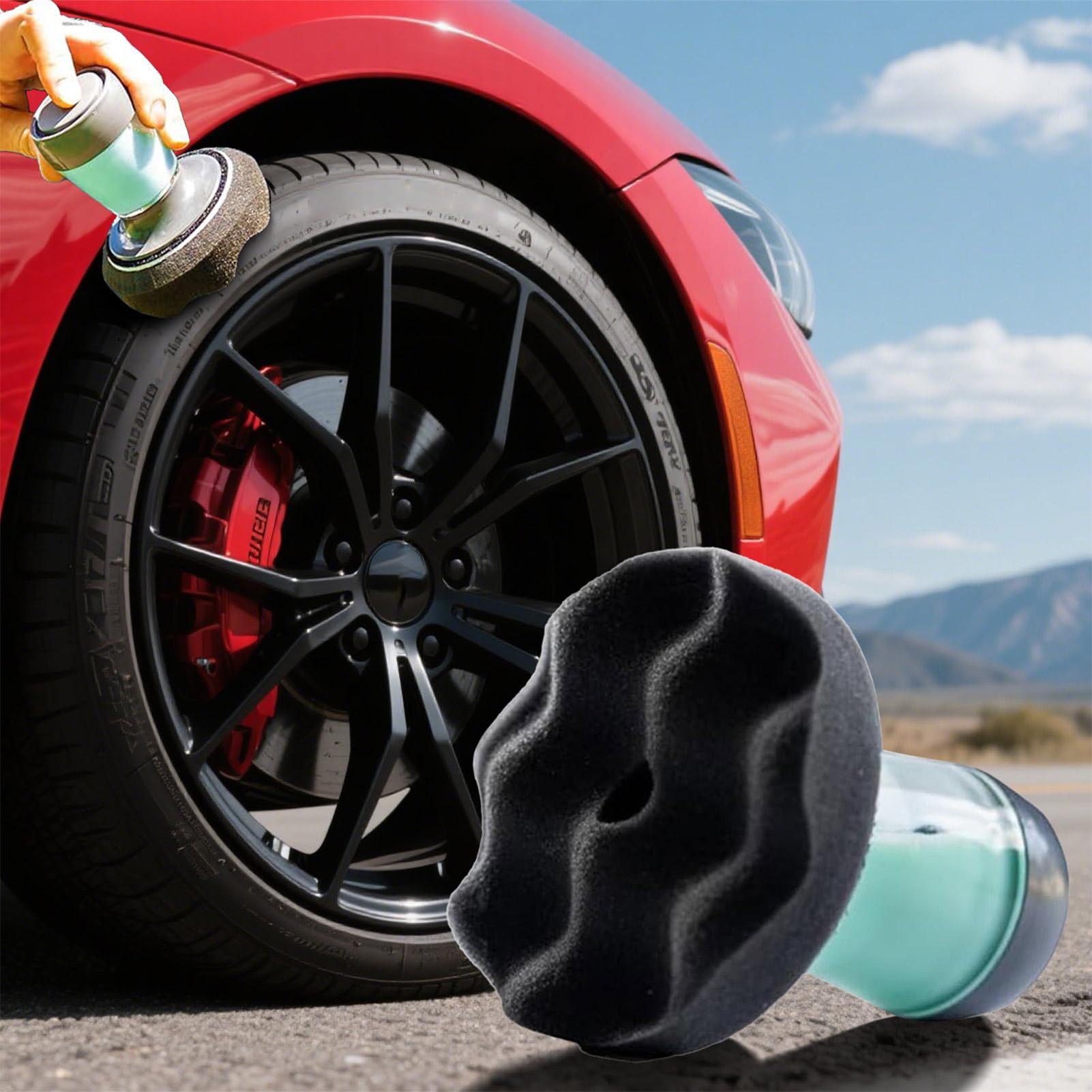 Tire Gloss Applicator Pad For Car Tire Shine Spray Smooth No Burrs Long Handle Tire Shine Applicator Reusable Tire Gloss Sponge Applicator Pad Kit A