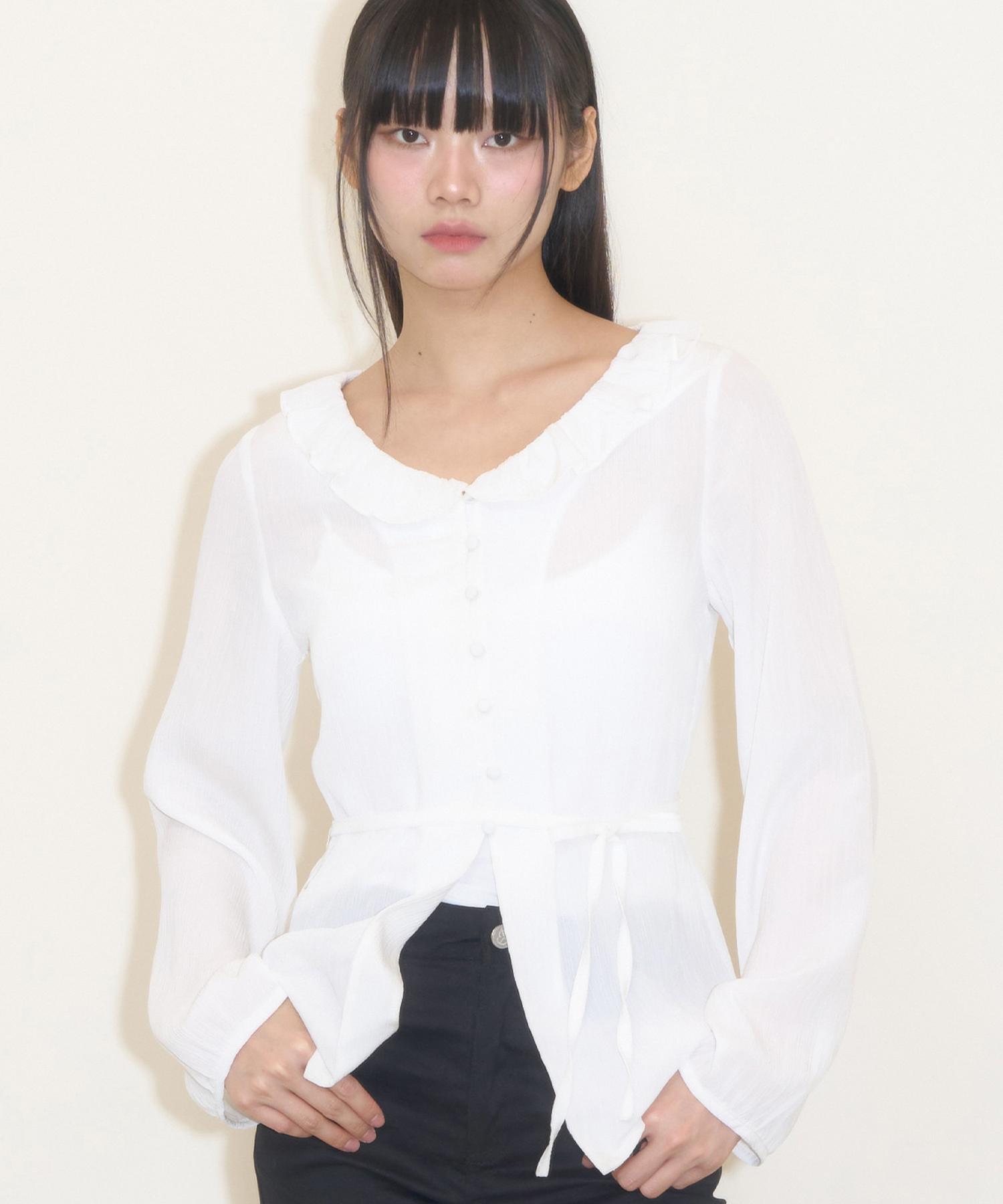 Iligo Lace Frill Blouse White White/S