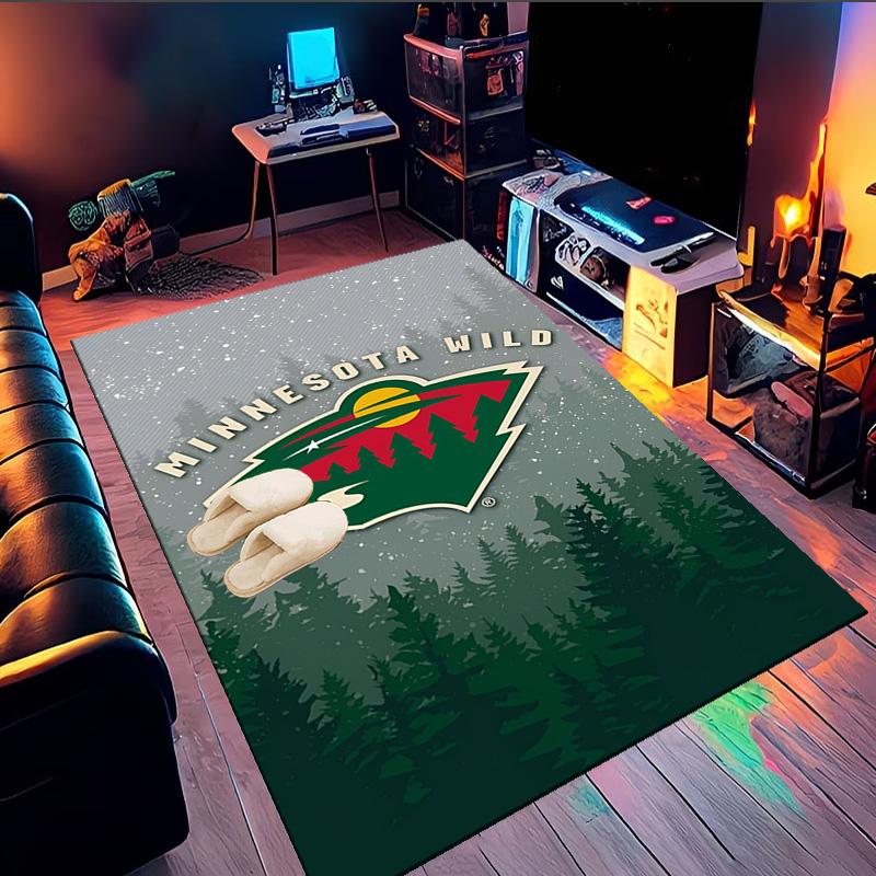 Minnesota-Wild Hockey Team Area Rug Suitable for Indoor And Outdoor,Carpets for Kitchens, Homes, Offices, Living Rooms,Home Decor,Christmas Gift